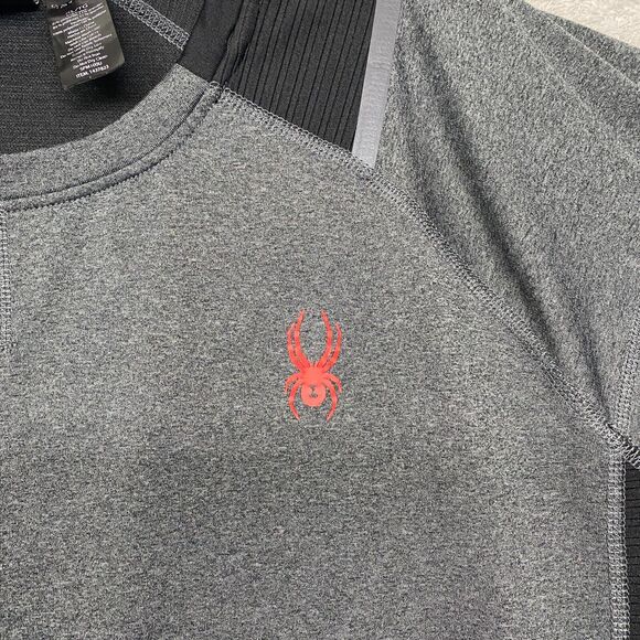 Spyder Shirt Men XL Gray Black ProWeb Performance Long Sleeve Athletic Training - Picture 2 of 8
